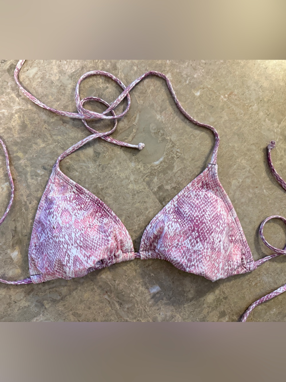Salt + Cove Pink Snakeskin Triangle Bikini Top Size Large